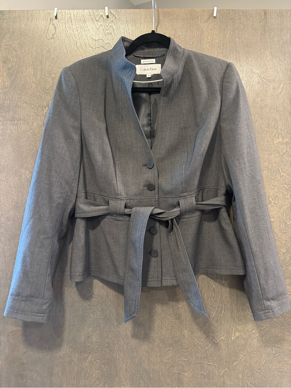 Calvin Klein Gray Belted Blazer